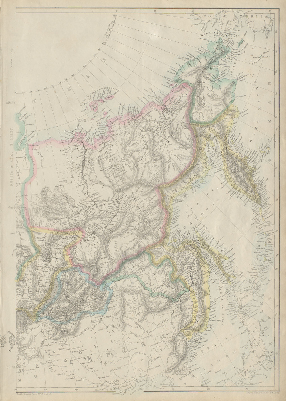 RUSSIA IN ASIA. Far East sheet. Yakutsk Kamchatka Vladiviostok. LOWRY 1863 map